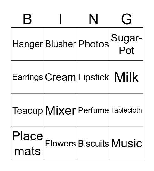 Vintage Ladies Tea Bingo Card