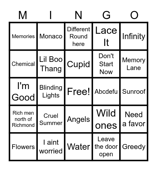 2023-Now Bingo Card