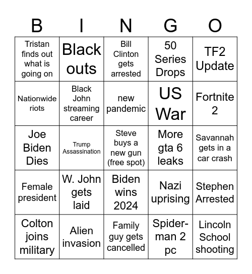 2024 Bingo For David Bingo Card