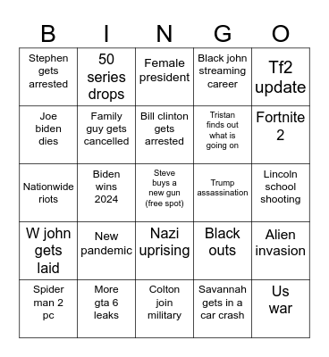 2024 Bingo For Chris Bingo Card