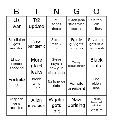 2024 Bingo For W. John Bingo Card