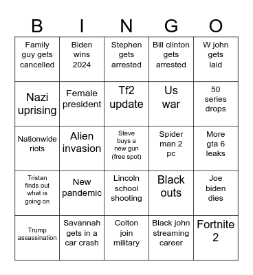 2024 Bingo For Jason Bingo Card