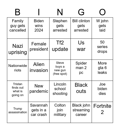 2024 Bingo For Jason Bingo Card