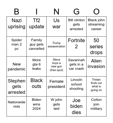 2024 Bingo For Shane Bingo Card