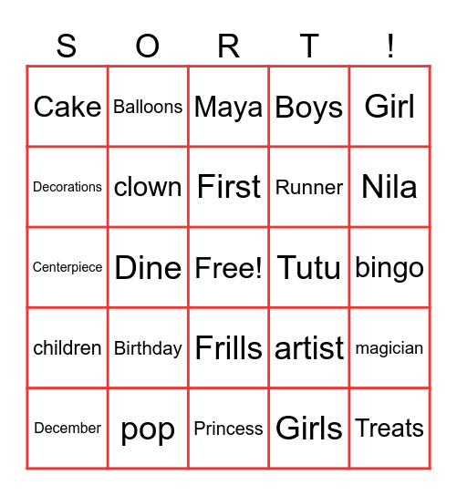 BINGO  MUSICAL Bingo Card