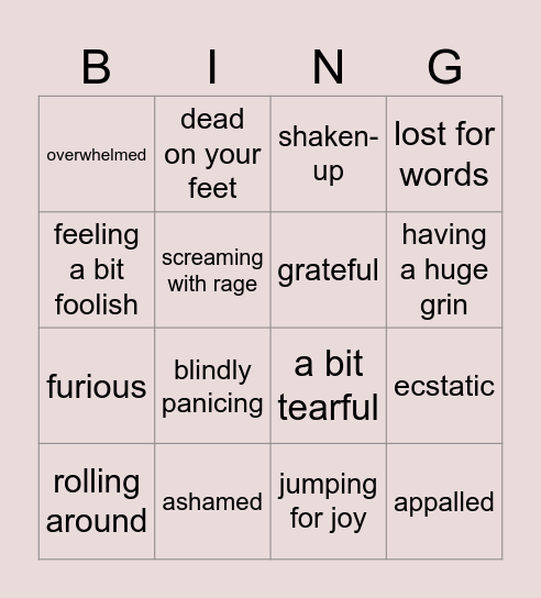 Feelings Bingo Card