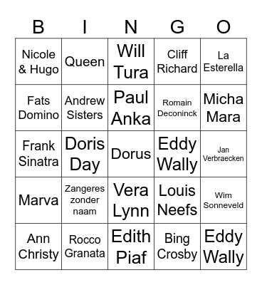 Muziekbingo Card