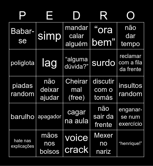 PC BINGO Card