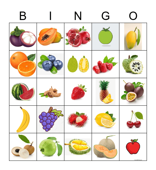 Fruits Bingo Card