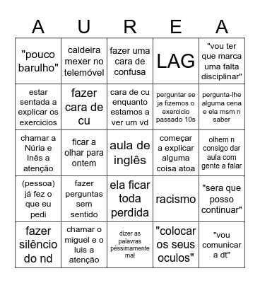 aula de inglês Bingo Card