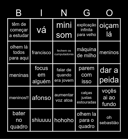 Penagua Bingo Card