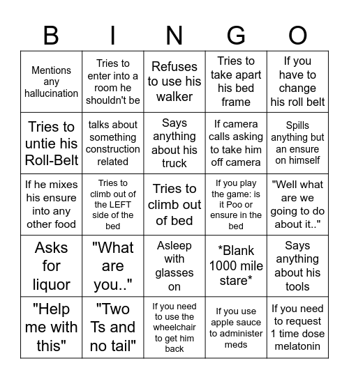 If 418 says or does.. Bingo Card