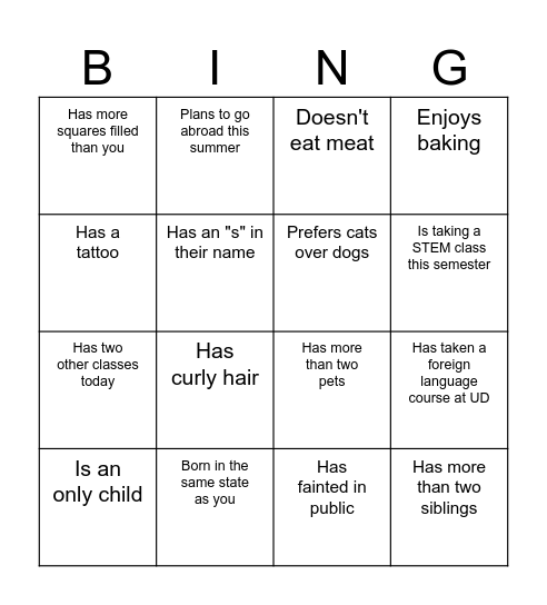 Community Bingo Card