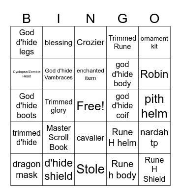 Hard Clue Bingo Card