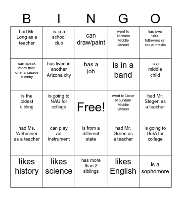 Find Someone Who . . . Bingo Card