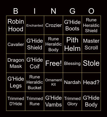 Hard Clue Bingo Card