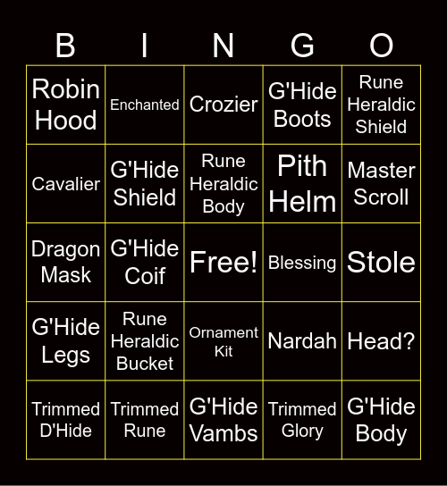 Hard Clue Bingo Card