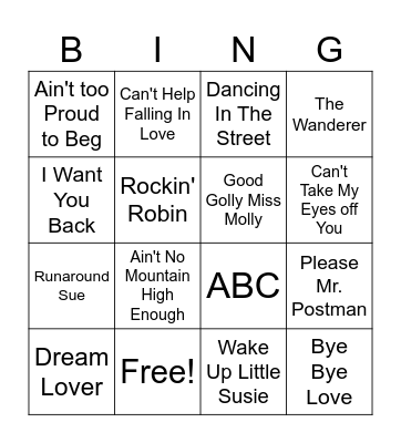 Music Bingo Card