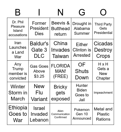 2024 Bingo Card Bingo Card