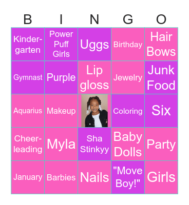 Myla's Birthday BINGO Card