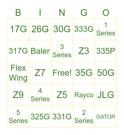 Ag-Pro BINGO Card