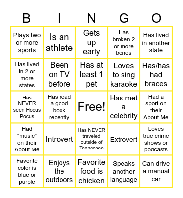 Virtual Icebreaker Bingo Card