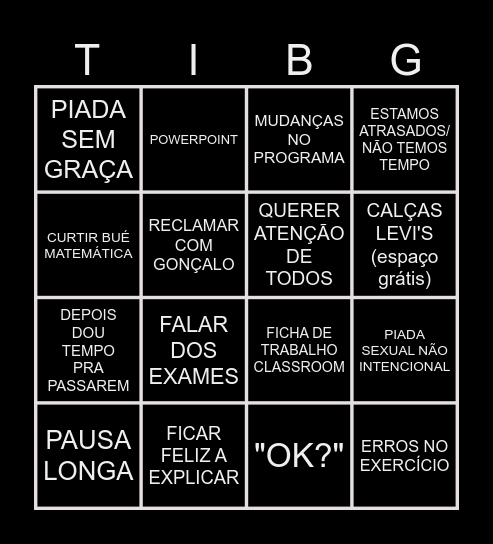 DEUS NO CÉU, TEIDINS NA TERRA Bingo Card