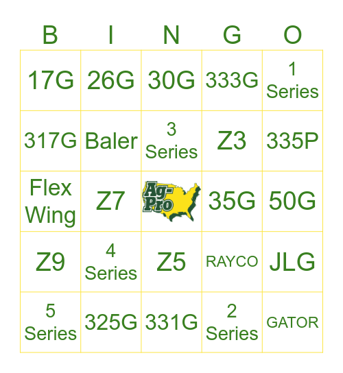 Ag-Pro John Deere BINGO Card