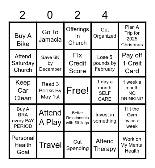 Vision Bingo Card