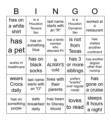 FIND SOMEONE WHO... Bingo Card