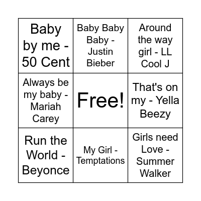 Baby Bingo Card