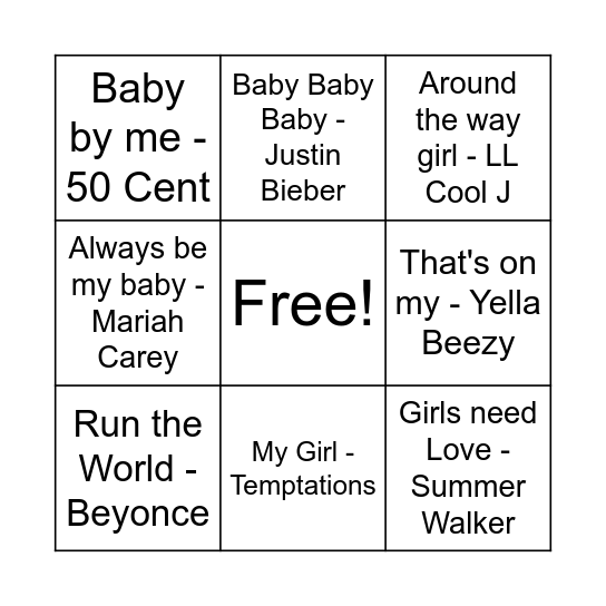 Baby Bingo Card