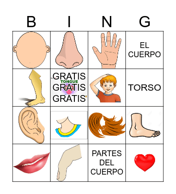 Body  Bingo Card