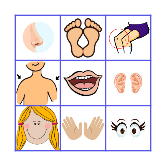 Partes del Cuerpo - Kinder/1st Bingo Card