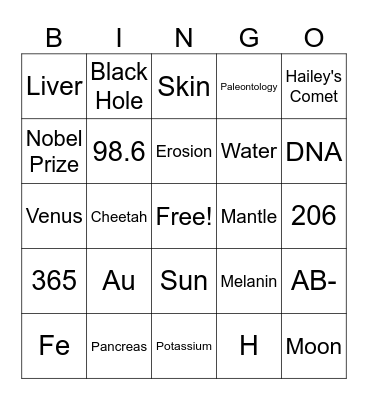 Science Trivia Bingo Card