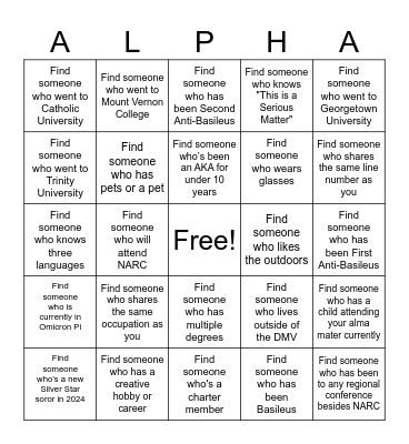 OPi 35th Anniversary Bingo Card