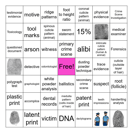 Forensic Science Bingo Card