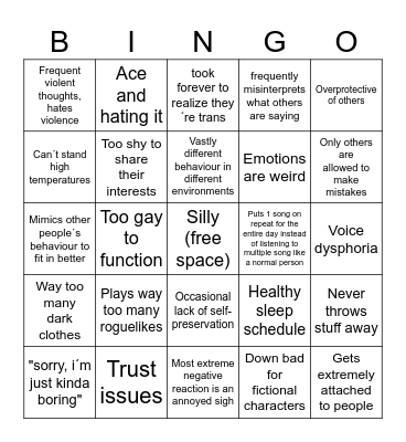 Rebekka´s Bingo Card