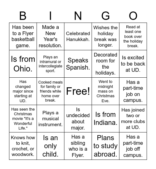 WELCOME TO REL 103! Bingo Card