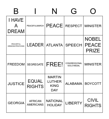MARTIN LUTHER KING Bingo Card