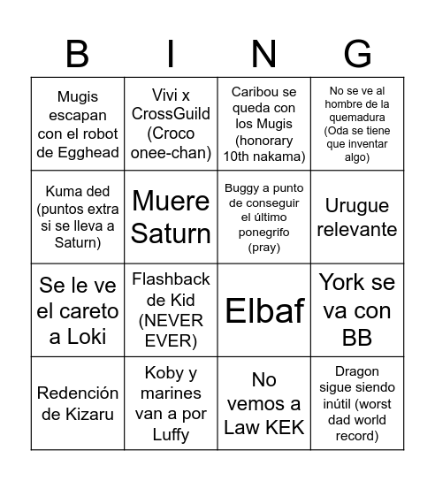 OP Keinart 2024 Bingo Card