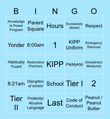 KCO Bingo Card