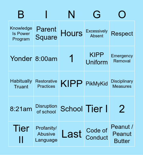 KCO Bingo Card