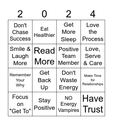 21 Tips for a POSITIVE New Year Bingo Card