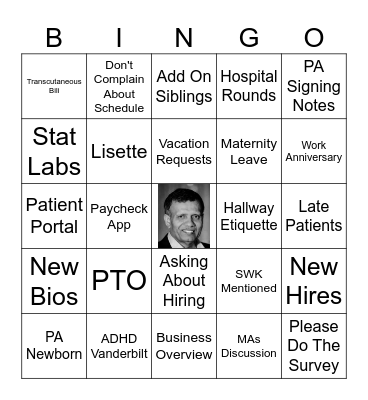 Provider Meeting January 2024 Bingo Card