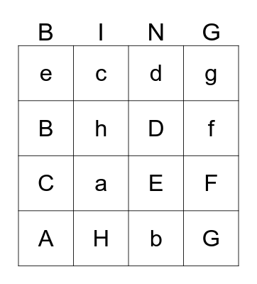 Letter Bingo Aa-Hh Bingo Card