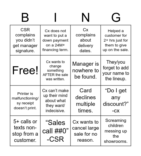 RSA Bingo Card