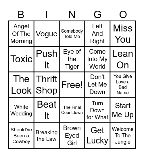 64 - MUSIC Bingo Card