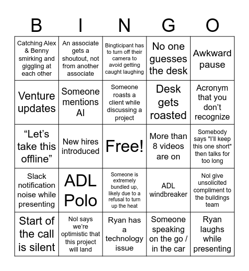 Bi-Weekly Bingo Card