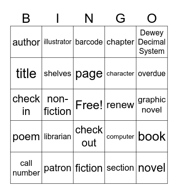 Library Bingo Card